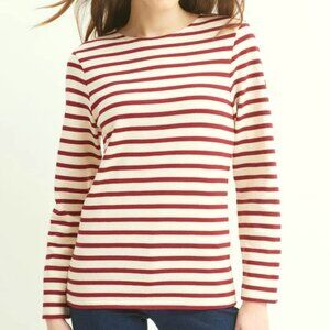 St.James “Meridame II” Breton Shirt in Heavyweight Cotton in Maroon/Ecru-SM-NWOT